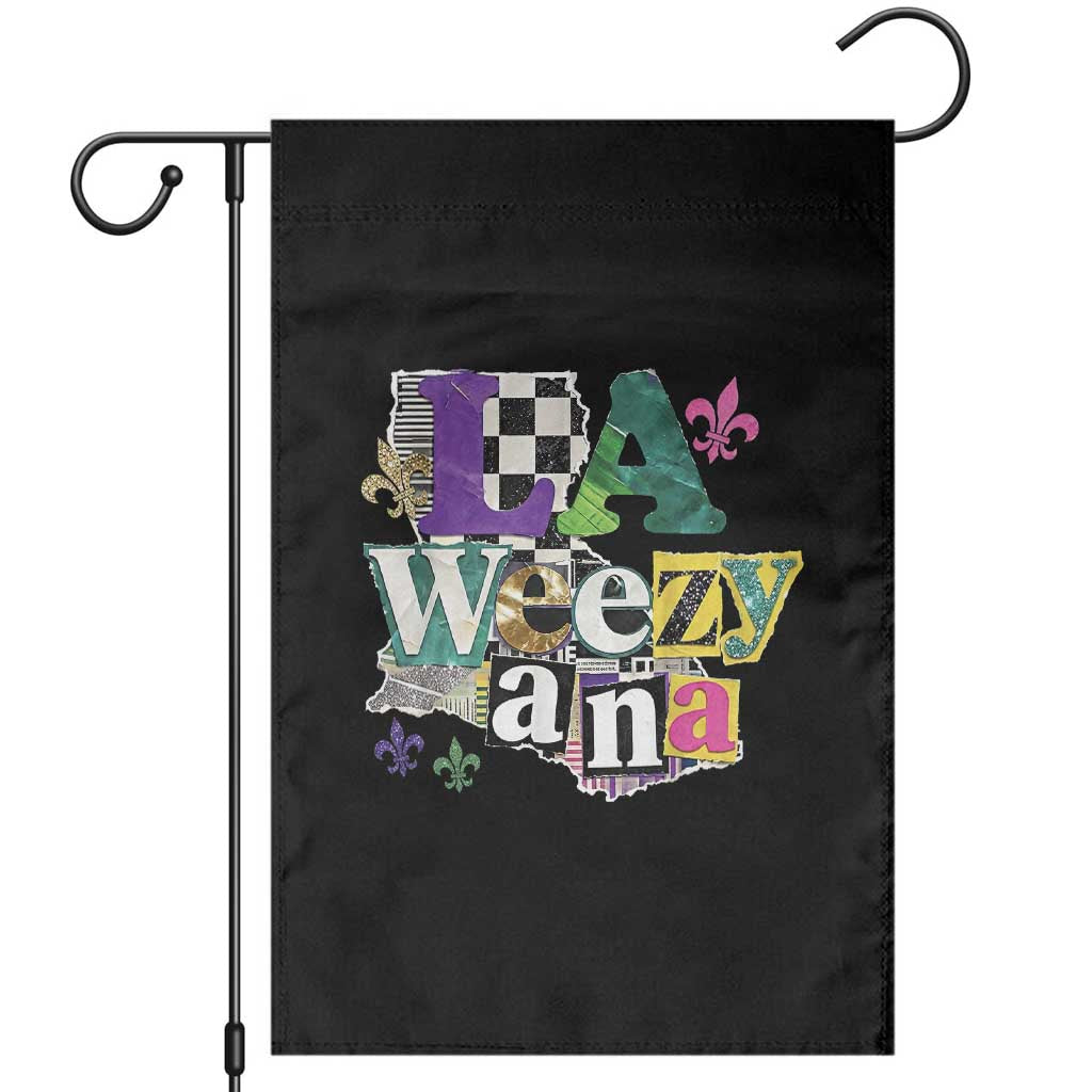Colorful La-Weezi-ana Mardi Gras Louisiana Pride Garden Flag Funky Carnival Vibes TS02 Black Print Your Wear