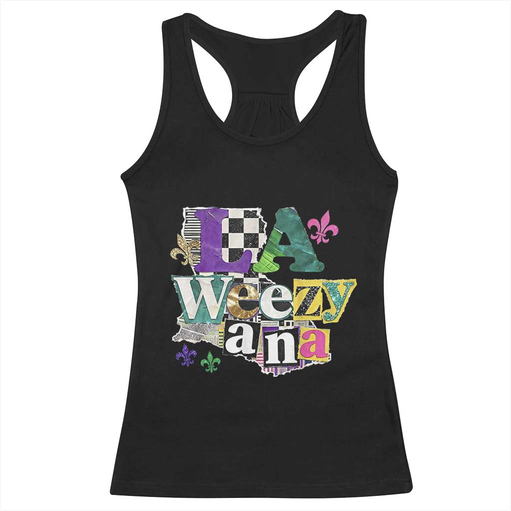 Colorful La-Weezi-ana Mardi Gras Louisiana Pride Racerback Tank Top Funky Carnival Vibes TS02 Black Print Your Wear