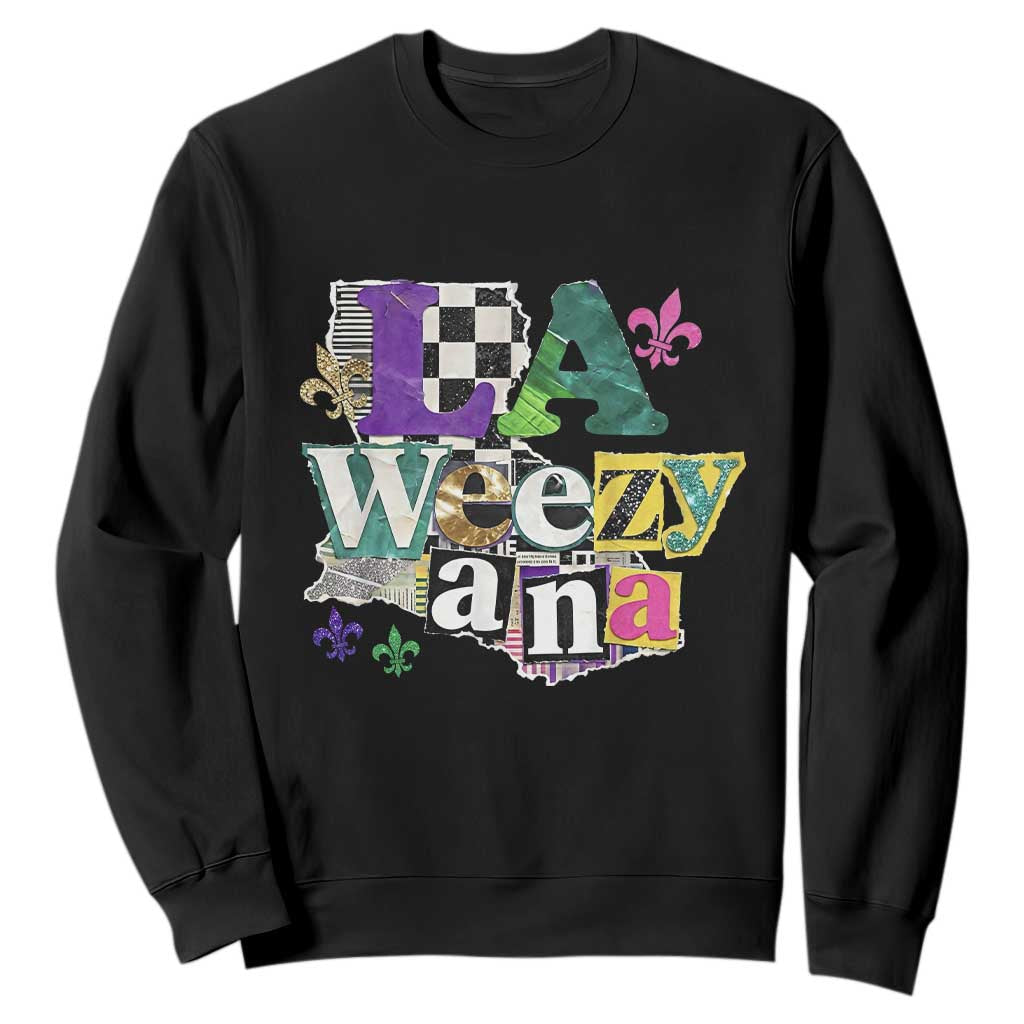 Colorful La-Weezi-ana Mardi Gras Louisiana Pride Sweatshirt Funky Carnival Vibes TS02 Black Print Your Wear