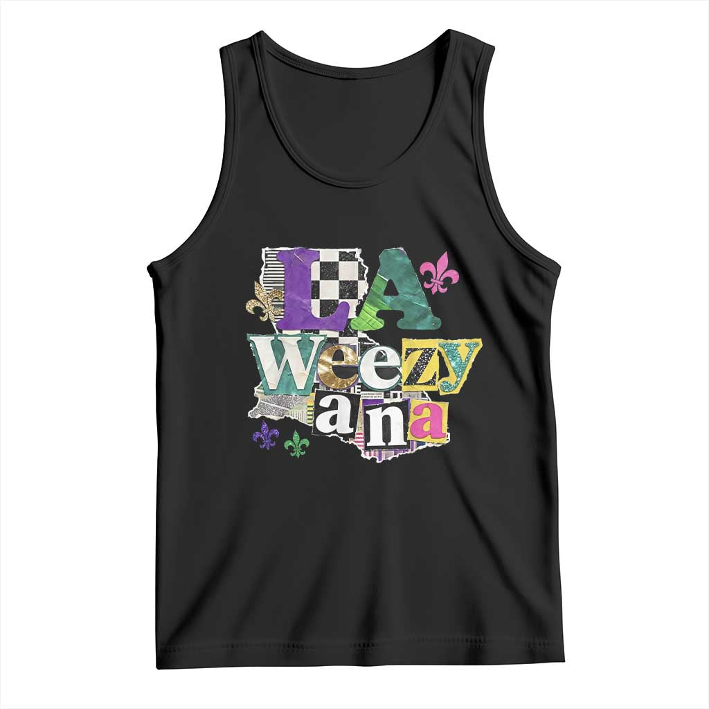 Colorful La-Weezi-ana Mardi Gras Louisiana Pride Tank Top Funky Carnival Vibes TS02 Black Print Your Wear