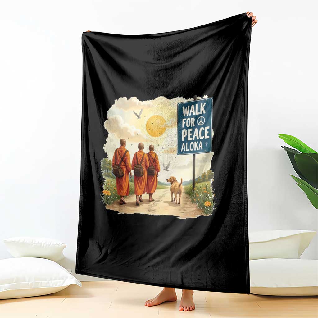Walk For Peace Aloka the Dog and Monks Throw Blanket TS02 Print Your Wear