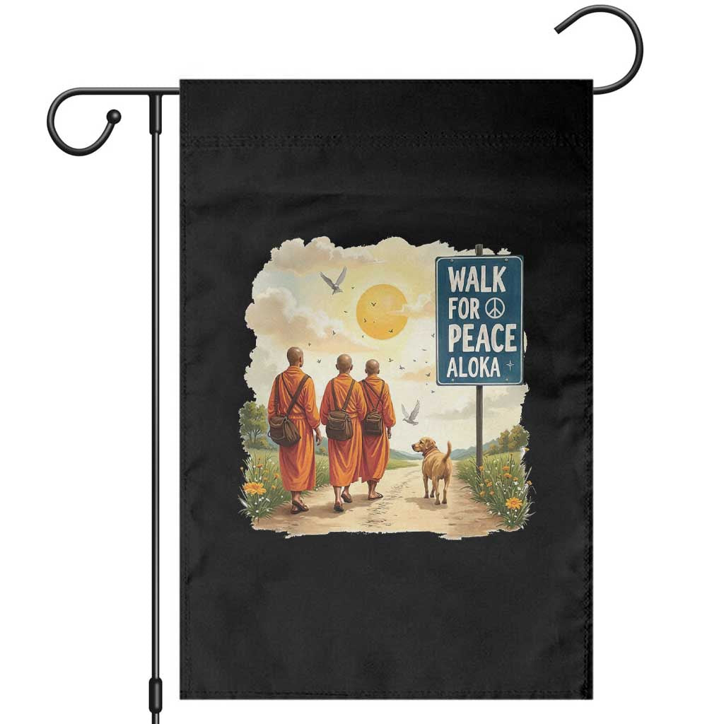Walk For Peace Aloka the Dog and Monks Garden Flag TS02 Black Print Your Wear