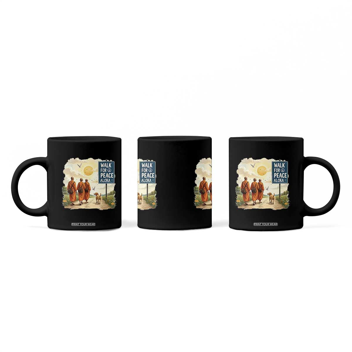 Walk For Peace Aloka the Dog and Monks Coffee Mug TS02 Print Your Wear