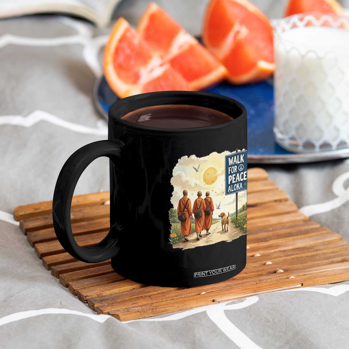 Walk For Peace Aloka the Dog and Monks Coffee Mug TS02 Print Your Wear