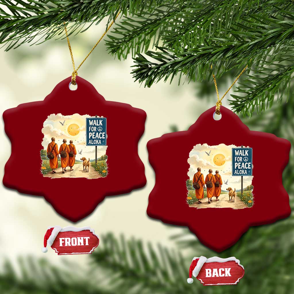 Walk For Peace Aloka the Dog and Monks Ceramic Ornament TS02 Print Your Wear