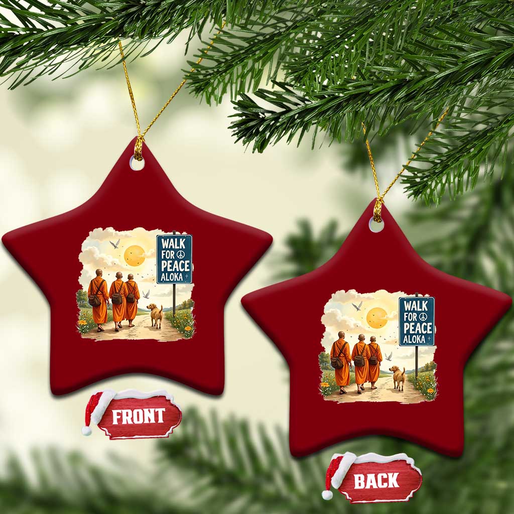 Walk For Peace Aloka the Dog and Monks Ceramic Ornament TS02 Print Your Wear