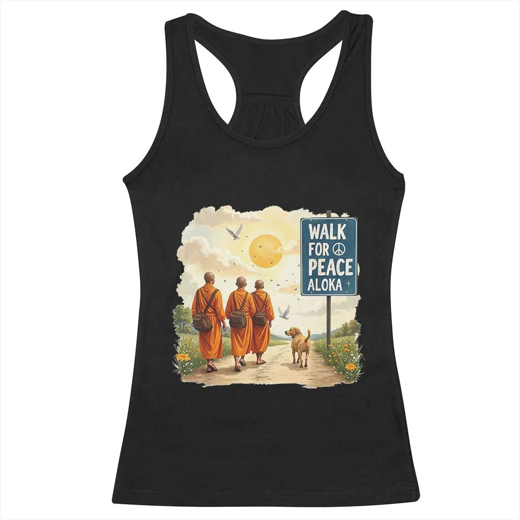 Walk For Peace Aloka the Dog and Monks Racerback Tank Top TS02 Black Print Your Wear