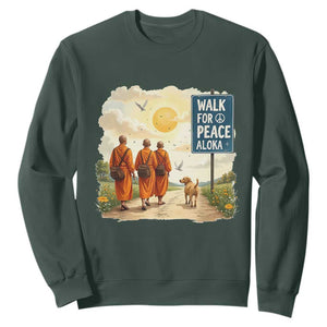 Walk For Peace Aloka the Dog and Monks Sweatshirt TS02 Dark Forest Green Print Your Wear