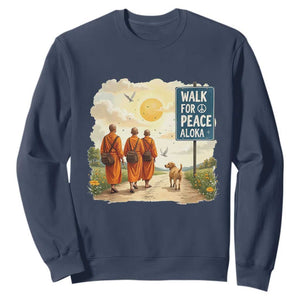 Walk For Peace Aloka the Dog and Monks Sweatshirt TS02 Navy Print Your Wear