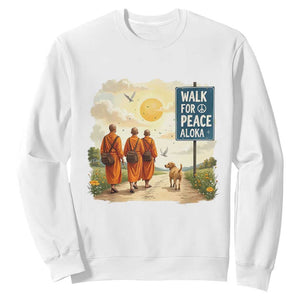 Walk For Peace Aloka the Dog and Monks Sweatshirt TS02 White Print Your Wear