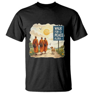 Walk For Peace Aloka the Dog and Monks T Shirt - Mindfulness Spiritual Peace Graphic Tee TS02 Black Print Your Wear