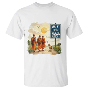 Walk For Peace Aloka the Dog and Monks T Shirt - Mindfulness Spiritual Peace Graphic Tee TS02 White Print Your Wear