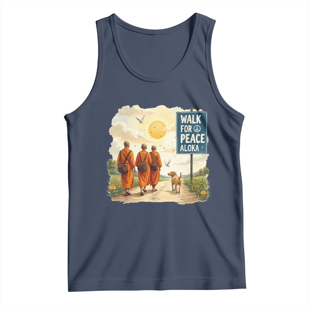 Walk For Peace Aloka the Dog and Monks Tank Top TS02 Navy Print Your Wear