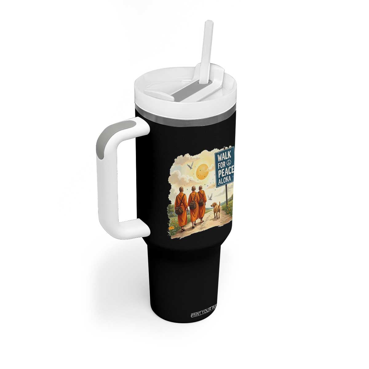 Walk For Peace Aloka the Dog and Monks Tumbler With Handle TS02 Print Your Wear