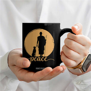 Monk and Dog Silhouette Peace Coffee Mug Spiritual Walk for Peace Sunset TS02 Print Your Wear