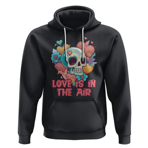 Funny Anti Valentines Hoodie Love In The Air Floral Skull TS02 Black Printyourwear