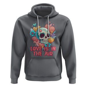 Funny Anti Valentines Hoodie Love In The Air Floral Skull TS02 Charcoal Printyourwear