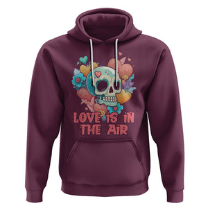 Funny Anti Valentines Hoodie Love In The Air Floral Skull TS02 Maroon Printyourwear