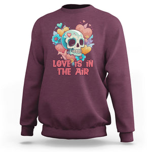 Funny Anti Valentines Sweatshirt Love In The Air Floral Skull TS02 Maroon Printyourwear