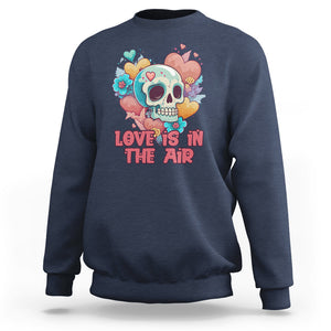 Funny Anti Valentines Sweatshirt Love In The Air Floral Skull TS02 Navy Printyourwear