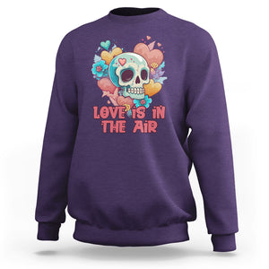 Funny Anti Valentines Sweatshirt Love In The Air Floral Skull TS02 Purple Printyourwear