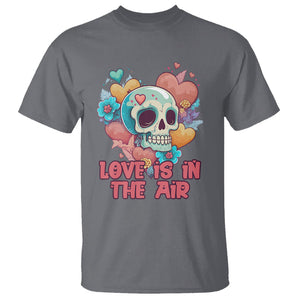 Floral Skull T Shirt Funny Love In The Air Floral Skull Anti Valentines Day TS02 Charcoal Printyourwear