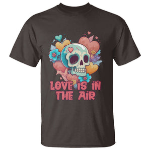 Funny Anti Valentines T Shirt Love In The Air Floral Skull TS02 Dark Chocolate Printyourwear