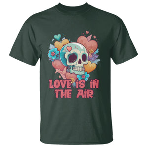 Funny Anti Valentines T Shirt Love In The Air Floral Skull TS02 Dark Forest Green Printyourwear