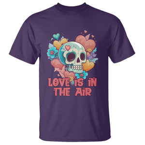 Funny Anti Valentines T Shirt Love In The Air Floral Skull TS02 Purple Printyourwear