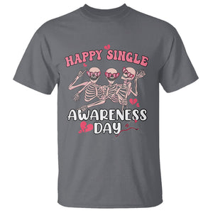 Funny Single Skeletons T Shirt Happy Single Awareness Day Galentine's Gang Anti Valentines TS02 Charcoal Printyourwear