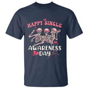 Funny Single Skeletons T Shirt Happy Single Awareness Day Galentine's Gang Anti Valentines TS02 Navy Printyourwear