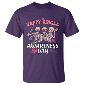 Funny Single Skeletons T Shirt Happy Single Awareness Day Galentine's Gang Anti Valentines TS02 Purple Printyourwear