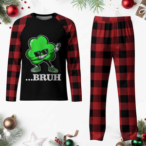 Funny Dabbing Shamrock Plaid Pajama Set Bruh St. Patrick's Day TS02 Buffalo Plaid Print Your Wear