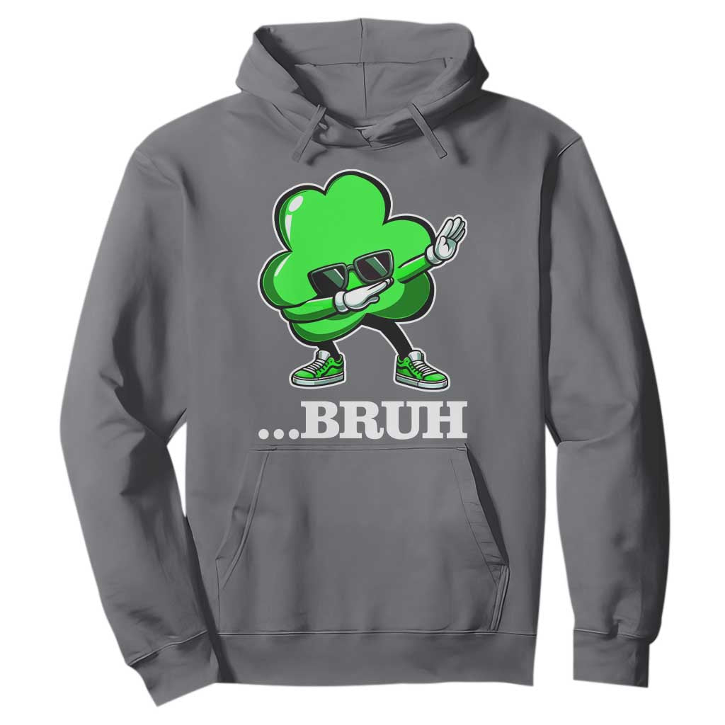 Funny Dabbing Shamrock Hoodie Bruh St. Patrick's Day TS02 Charcoal Print Your Wear