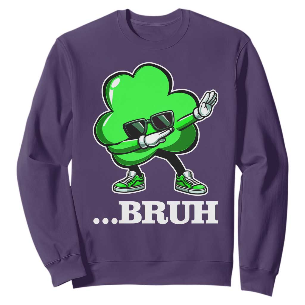 Funny Dabbing Shamrock Sweatshirt Bruh St. Patrick's Day TS02 Purple Print Your Wear