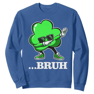 Funny Dabbing Shamrock Sweatshirt Bruh St. Patrick's Day TS02 Royal Blue Print Your Wear
