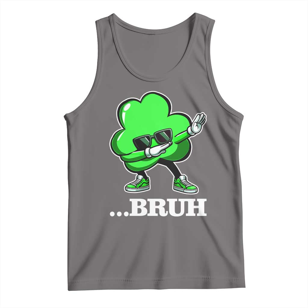 Funny Dabbing Shamrock Tank Top Bruh St. Patrick's Day TS02 Deep Heather Print Your Wear