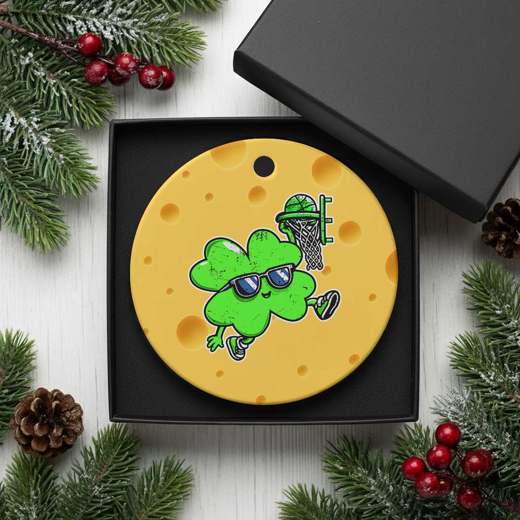 Funny Basketball Shamrock Ceramic Ornament Dunking Sports Player St. Patrick's Day TS02 1pc Yellow Cheese Print Your Wear