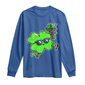 Funny Basketball Shamrock Long Sleeve Shirt Dunking Sports Player St. Patrick's Day TS02 Royal Blue Print Your Wear