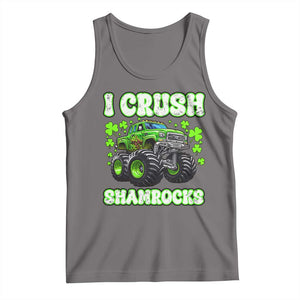 Funny St Patricks Day Monster Truck Tank Top I Crush Shamrocks Retro TS02 Deep Heather Print Your Wear