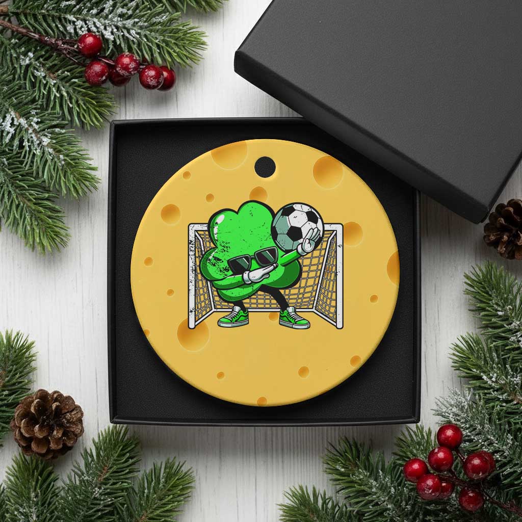 Funny Soccer Shamrock Ceramic Ornament Dabbing Player St. Patrick's Day TS02 1pc Yellow Cheese Print Your Wear