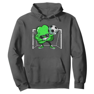 Funny Soccer Shamrock Hoodie Dabbing Player St. Patrick's Day TS02 Dark Heather Print Your Wear