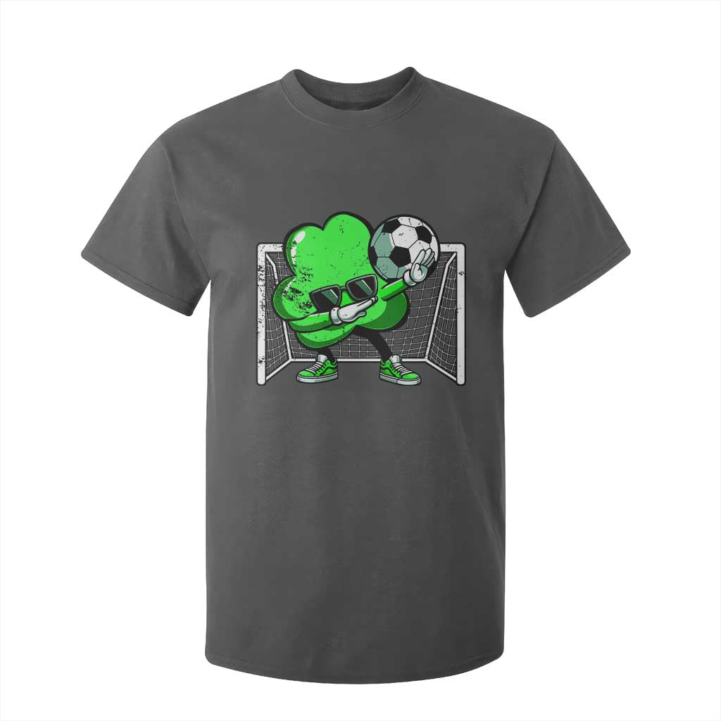 Funny Soccer Shamrock T Shirt For Kid Dabbing Player St. Patrick's Day TS02 Dark Heather Print Your Wear