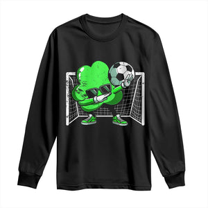 Funny Soccer Shamrock Long Sleeve Shirt Dabbing Player St. Patrick's Day TS02 Black Print Your Wear