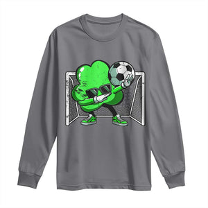 Funny Soccer Shamrock Long Sleeve Shirt Dabbing Player St. Patrick's Day TS02 Charcoal Print Your Wear