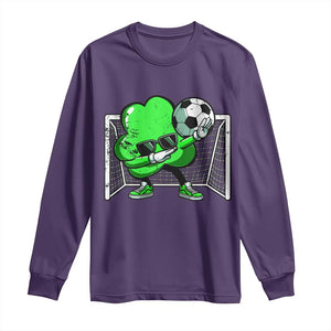 Funny Soccer Shamrock Long Sleeve Shirt Dabbing Player St. Patrick's Day TS02 Purple Print Your Wear