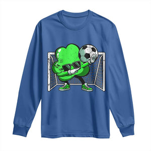 Funny Soccer Shamrock Long Sleeve Shirt Dabbing Player St. Patrick's Day TS02 Royal Blue Print Your Wear