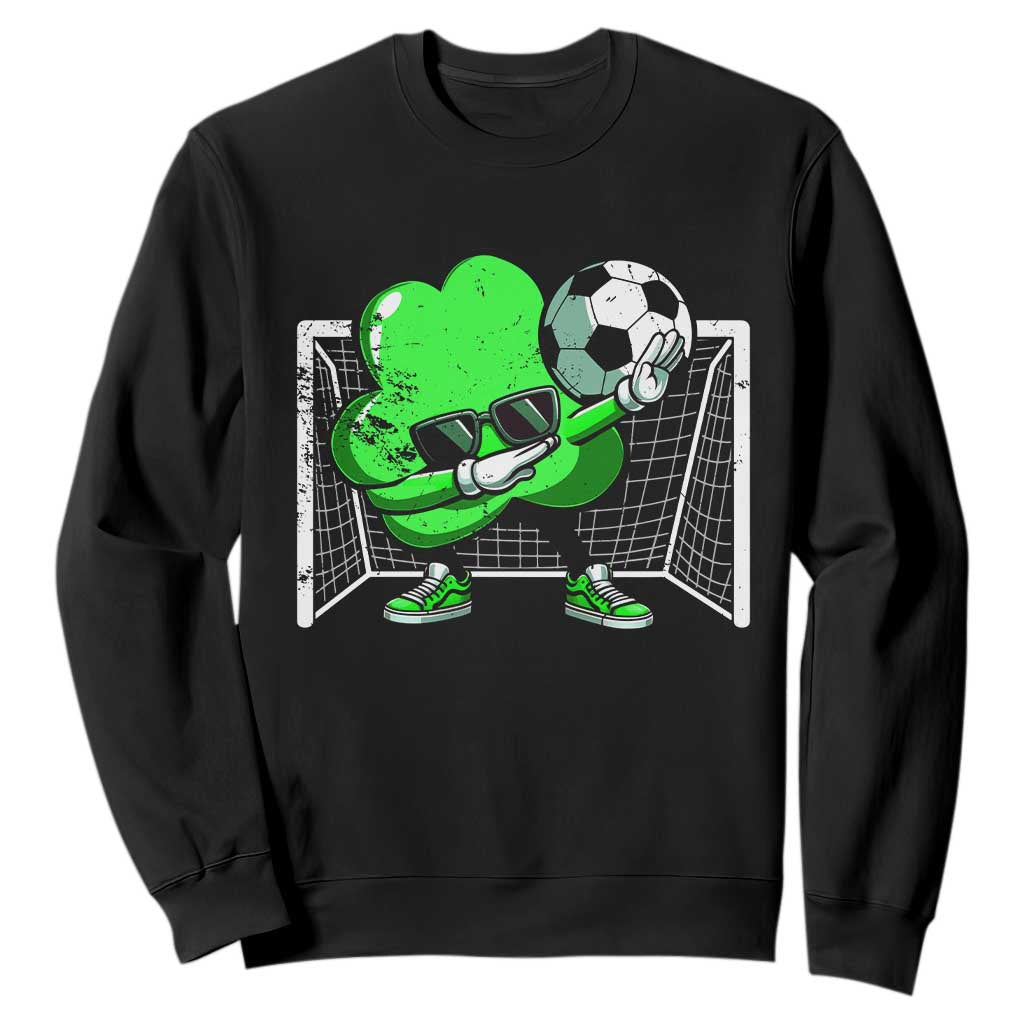 Funny Soccer Shamrock Sweatshirt Dabbing Player St. Patrick's Day TS02 Black Print Your Wear