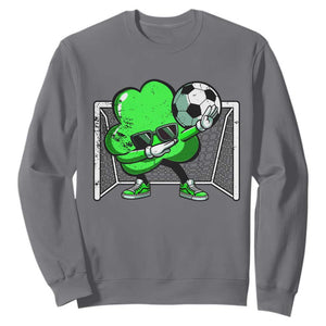 Funny Soccer Shamrock Sweatshirt Dabbing Player St. Patrick's Day TS02 Charcoal Print Your Wear
