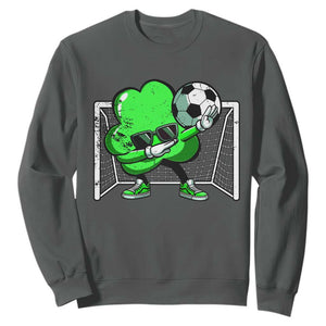 Funny Soccer Shamrock Sweatshirt Dabbing Player St. Patrick's Day TS02 Dark Heather Print Your Wear